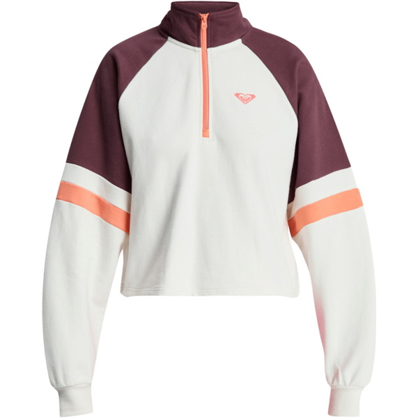 2025 Roxy Womens Essential Energy Boxy Half Zip Sport Fleece ERJFT05011 - Whisper White